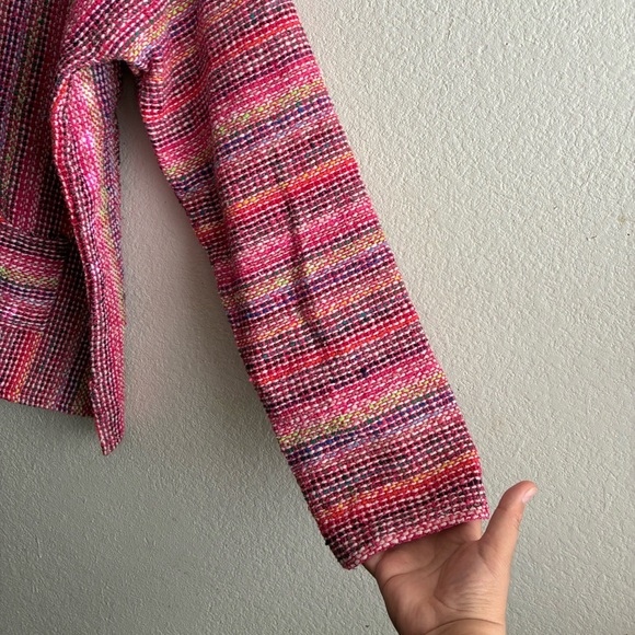 Boho Multicolor Striped Women's Artisanal Rug Hoodie L - Picture 6 of 9